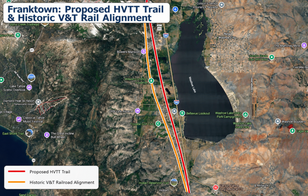 Franktown - proposed Historic Virginia & Truckee Trail and V&T Rail alignment