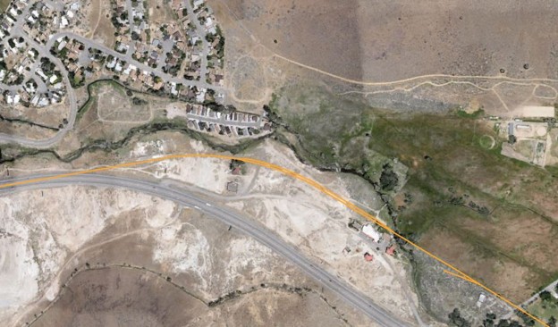 Google map of Steamboat Springs with Historic V&T Railroad rout overlay